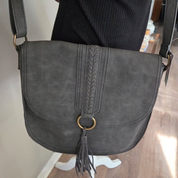 NWT Purse Wet Seal Brand Charcoal Grey - Shoulder Bag Adjustable Crossbody - Picture 2 of 6